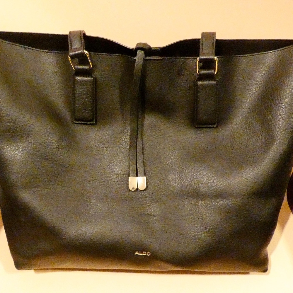 Aldo Black Leather Tote Bag
